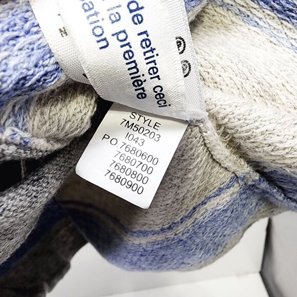 Lucky Brand Womens Medium Gray & Blue‎ Striped Cotton Cardigan Sweater M - Picture 3 of 7